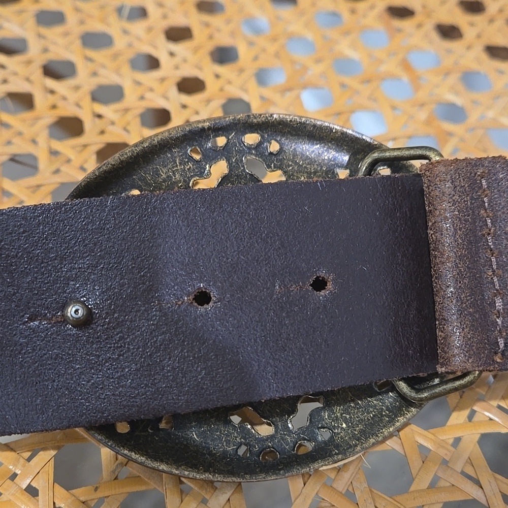 Y2K Jacob Connection Genuine Leather Belt With Metal Boho Buckle - Picture 5 of 8